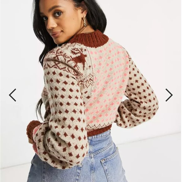 Free People Snow Globe Fair Isle Alpaca Wool Pullover Sweater - Picture 7 of 16